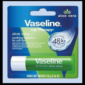 J9-1252 VASELINE LIP BALM ALOE P/12 ($1.25=ea)